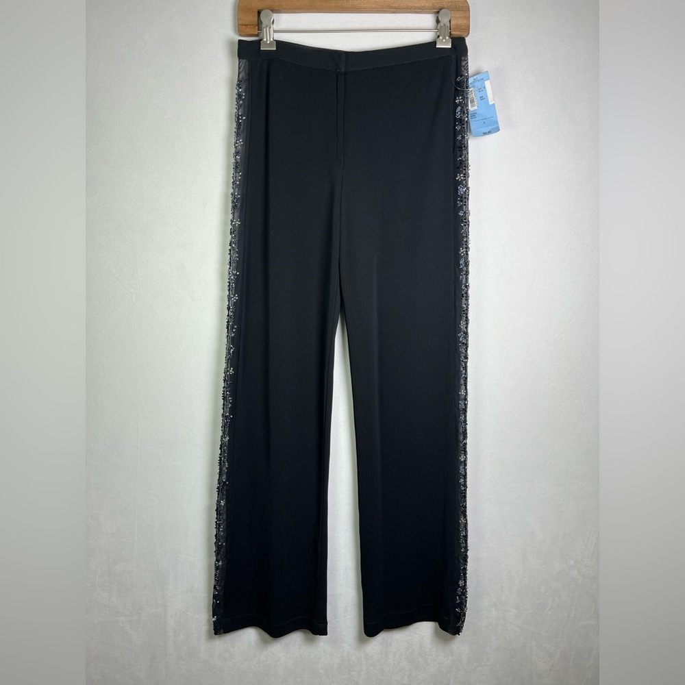 BCBG Max Azria Y2K Women’s Archive Black Beaded Mesh Side Stripe Pant Sz 2 NWT - Picture 2 of 10